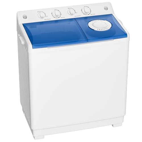 Auertech Portable Washing Machine, 40lbs Twin Tub Washer Large Laundry Machine with Drain Pump, Semi-automatic 24lbs Washer 16lbs Spinner Combo for Dorms, Apartments, RVs